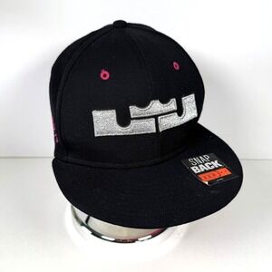 Nike True x LeBron James Black Pink Snapback Cap, Glitter Crown NEW, Mild Wear